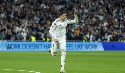 El uruguayo Federico Valverde celebrando su gol.
