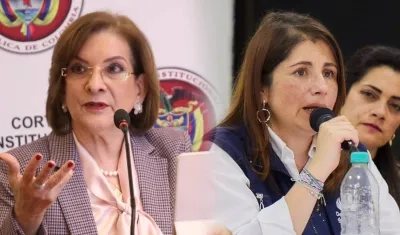 La procuradora Margarita Cabello y la defensora del Pueblo, Iris Marín.