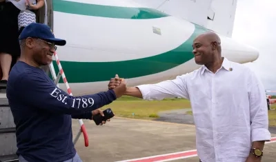 Luis Gilberto Murillo, canciller de Colombia; y el demócrata Gregory Meeks.