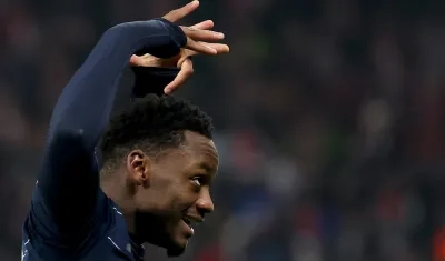 Jhon Jáder Durán celebra su gol contra el Leipzig.