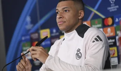 Kylian Mbappé en rueda de prensa este martes.