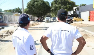 Alcalde Char durante la visita de inspección de las obras. 