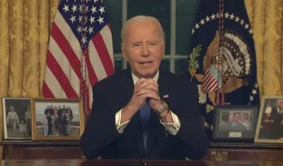 Joe Biden en su último discurso como presidente en la Casa Blanca. 