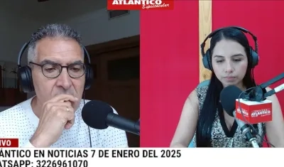 Jorge Cura, junto a Lorena Lamilla en la transmisión de Atlántico en Noticias.