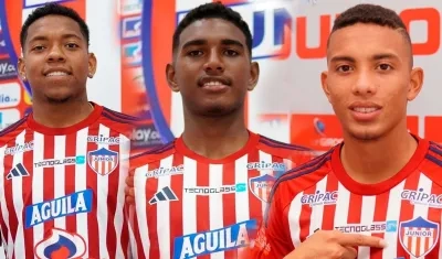 Jesús Díaz, Miguel Agámez y Jordan Barrera.