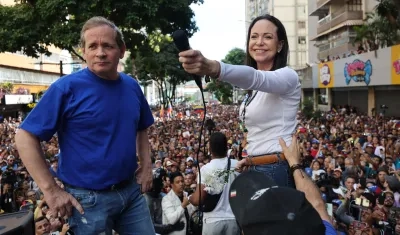 María Corina Machado durante las marchas de este viernes en Caracas. 