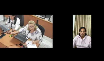 Nicolás Petro en la audiencia de hoy.