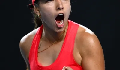 María Camila Osorio celebrando su victoria hoy.