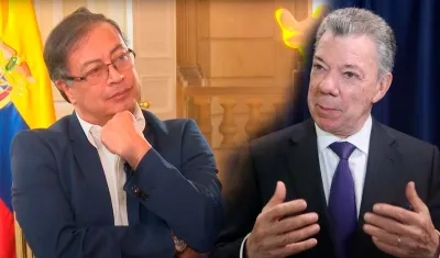 Presidente Gustavo Petro y el expresidente Juan Manuel Santos. 