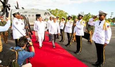El Presidente Gustavo Petro a su llegada este miércoles a Haití. 