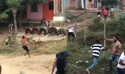 Momentos de la riña masiva en Rotinet. 