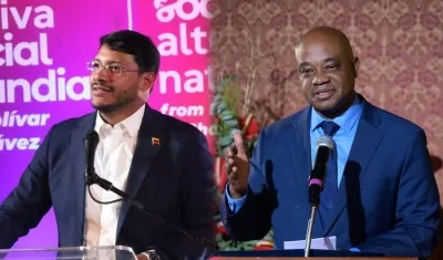 El directivo del PSUV, Rander Peña, y el canciller Luis Gilberto Murillo.