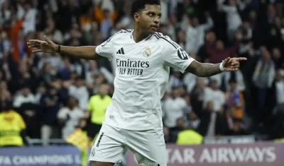 Rodrygo celebrando uno de sus dos goles.