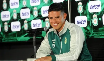 James Rodríguez durante su presentación como nuevo jugador del León.