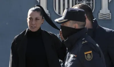 La jugadora Jennifer Hermoso a la salida de la audiencia.
