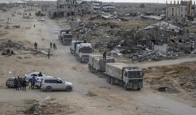 Edificaciones destruidas en Rafah, sur de la Franja de Gaza.