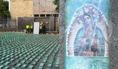 Droga incautada en Cartagena con marquilla de la Vírgen de Guadalupe. 