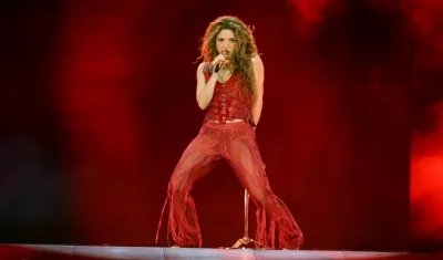 Shakira durante su último concierto en Brasil.