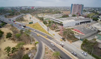 Vista aérea de la obra de infraestructura vial entregada en Soledad. 