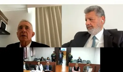 El expresidente Álvaro Uribe durante la audiencia.