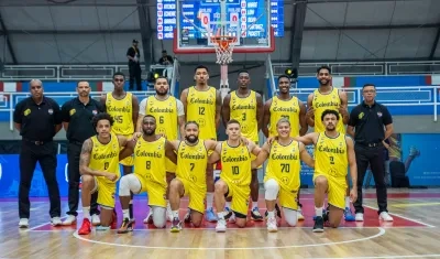 Selección Colombia de baloncesto que derrotó por 97-91 a Chile.