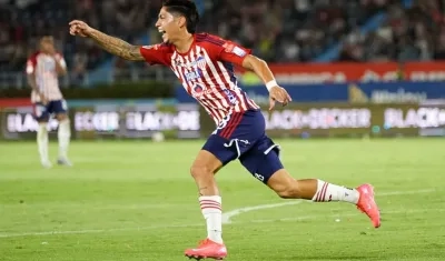 Bryan Castrillón, autor del primer gol de Junior contra Once Caldas.