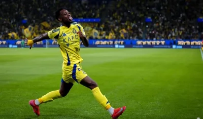 Jhon Jáder Durán celebra uno de sus goles marcados este viernes. 