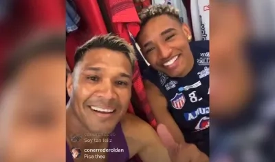 Teófilo Gutiérrez en el video con Jermein Peña. 
