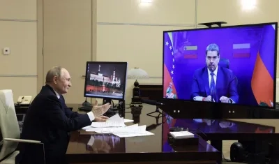 Los Presidentes Nicolás Maduro y Vladímir Putin en videoconferencia este viernes.
