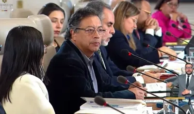 El Presidente Gustavo Petro en el Consejo de Ministros de esta noche. 