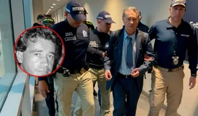Carlos Lehder siendo detenido en el Aeropuerto El Dorado.
