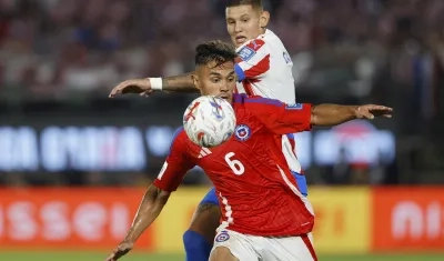 Aspecto del partido entre Chile y Paraguay. 