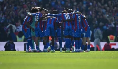 Jugadores del Crystal Palace antes del inicio del encuentro.