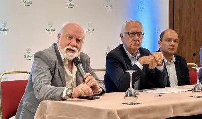 El director de la ADRES, Félix León Martínez y el Ministro de Salud, Guillermo Alfonso Jaramillo.