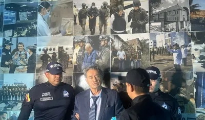 Carlos Enrique Lehder Rivas al ser puesto a disposición de Interpol Colombia. 