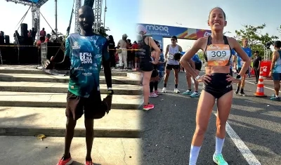 El keniano Dickson Kimeli y la barranquillera Kellys Arias.