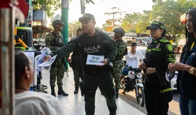 El Gaula de la Policía en jornadas de prevención contra la extorsión.