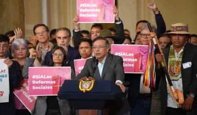 El Presidente Gustavo Petro durante su alocución de esta noche. 