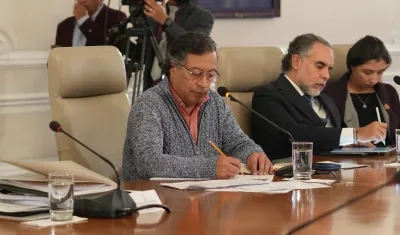 El Presidente Gustavo Petro durante el Consejo de Ministros de esta noche. 