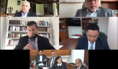 Salvatore Mancuso en el juicio de este lunes contra Álvaro Uribe Vélez.