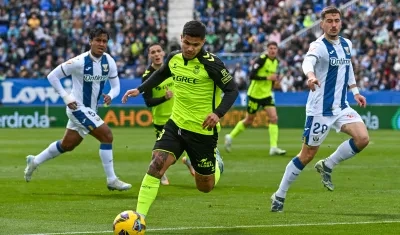 Juan Camilo 'Cucho' Hernández durate el partido contra el Leganés.