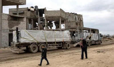 Transportes de ayuda humanitaria en Gaza.