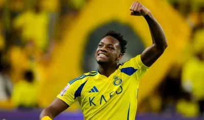 Jhon Jáder Durán en el festejo de uno de sus goles.