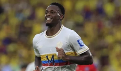 Jhon Durán celebrando el gol que le marcó a Chile el pasado mes de octubre en el Metropolitano de Barranquilla.