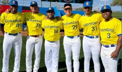 Julio Teherán, Luis Escobar, Dayan Díaz, Gio Urshela, David Lorduy y Dilson Herrera, pelotros de la Seleción Colombia.