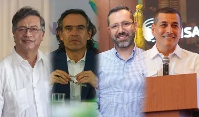 Gustavo Petro, Federico Gutiérrez, Jaime Andrés Beltrán y Dumek Turbay.