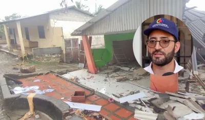 Zona del desastre en Piojó y el Vicecontralor Carlos Zuluaga.
