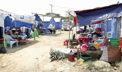 Campamento provisional en Naypyitaw, Myanmar.