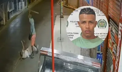 Momento de la agresión contra los carniceros en Cartagena / Capturado. 