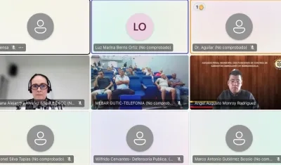Aspecto de la audiencia virtual de este martes contra los 17 capturados. 